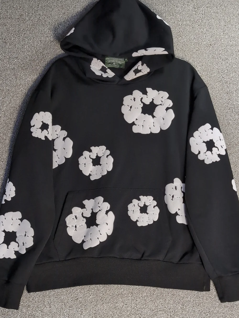 Denim Tears African Diaspora Goods Hoodie Size Medium in Black Cotton Wreath